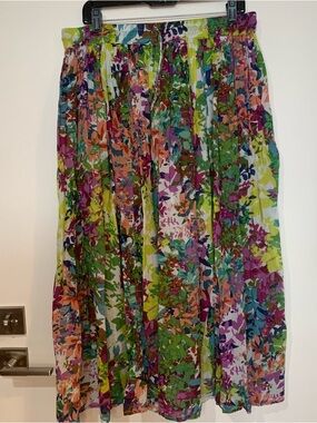 Boca Bay PXL Bohemian Flowy Floral Pleated Maxi Skirt in Vibrant Multicolor